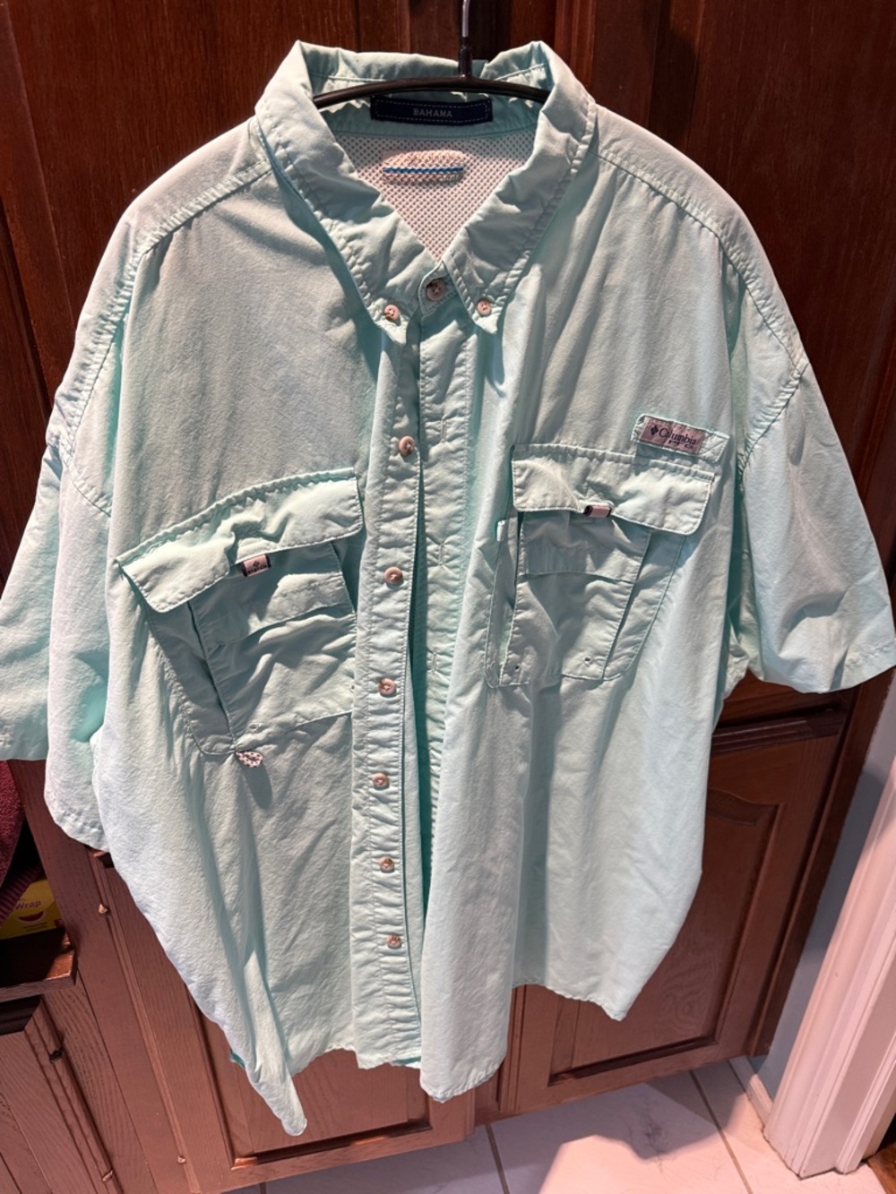 Columbia Mint Green Short-Sleeve Fishing Shirt 3x
